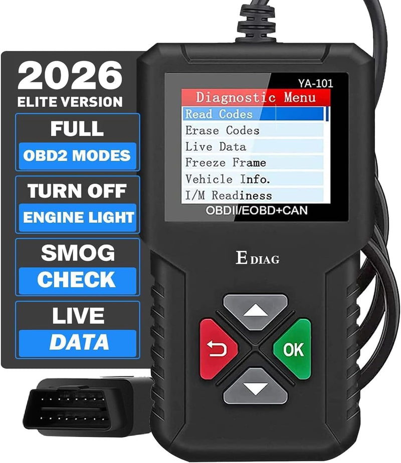 2026 Ver. EDIAG OBD2 Scanner YA-101 Auto Code Reader for Check Engine Light,O2 Sensor,EVAP Test,On-Board Monitor Test,Smog Check,OBD2 Diagnostic Scan Tool for All OBD2 Cars Since 1996-Upgrade Version EDIAG ya101 - BeesActive Australia