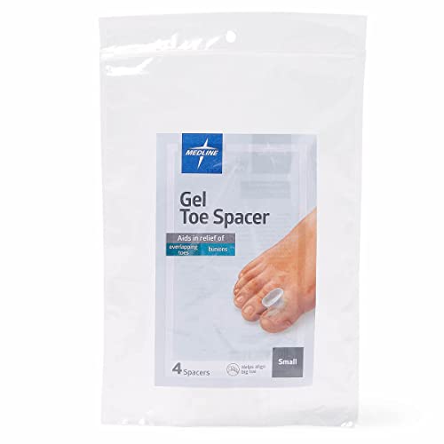 Medline Gel Toe Spacers, Helps Align and Straighten Toes, Relieves Bunion and Toe Discomfort, Reusable, Small, Pack of 4