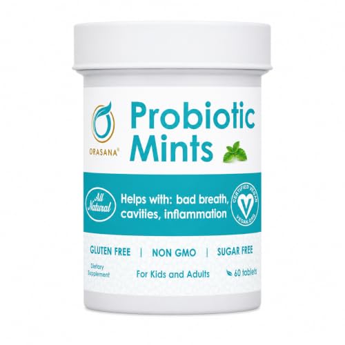 Vegan Probiotics Mint, All Natural Chewable Probiotic for Kids & Adults Oral Health, 5 Billion CFU Oral Probiotics with Xylitol – Supports Teeth, Gums & Oral Microbiome 60 Count