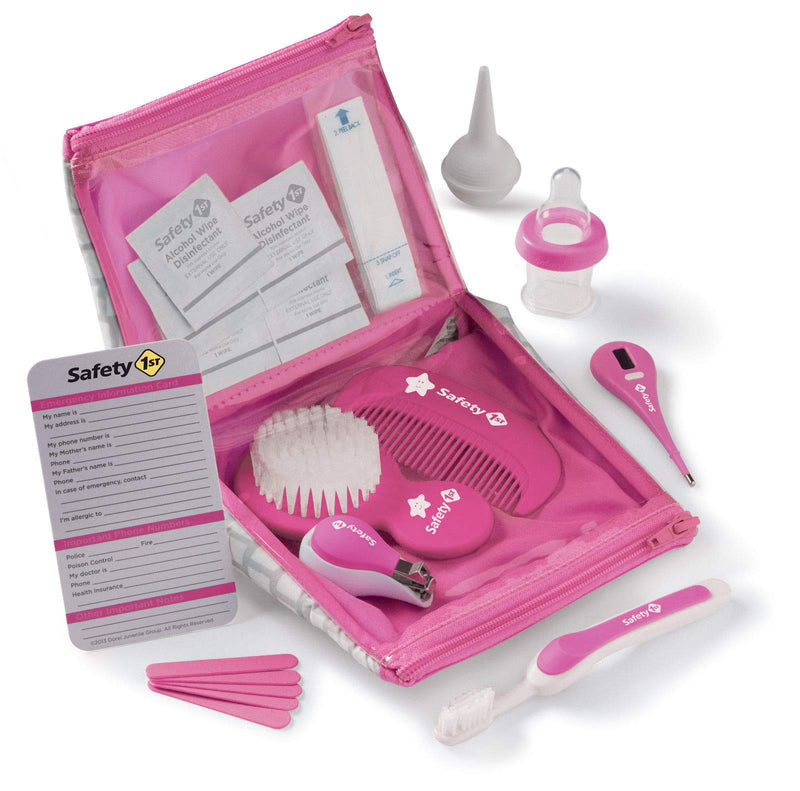 SafetyFirst All-in-1 Nursery Baby Care Health & Grooming KIT: Thermometer, Nasal Aspirator, Bottle Medicine Dispenser, Nail Clippers, Toothbrush, Brush, Wipes