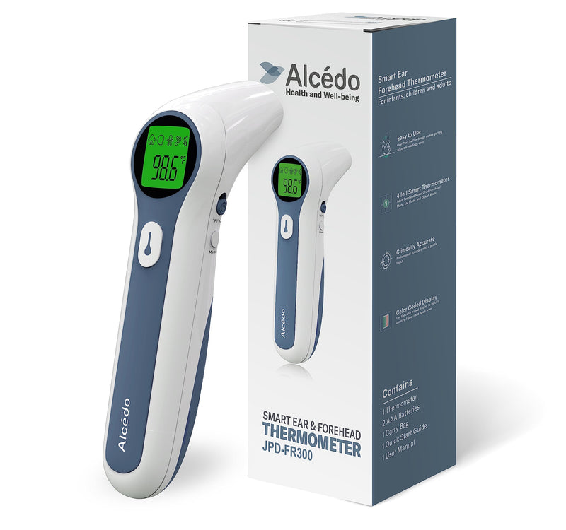 Alcedo Forehead and Ear Thermometer for Adults, Kids, and Baby | Digital Infrared Thermometer for Fever | Touchless, Instant Read, Medical Grade | Pouch and Batteries Included - BeesActive Australia