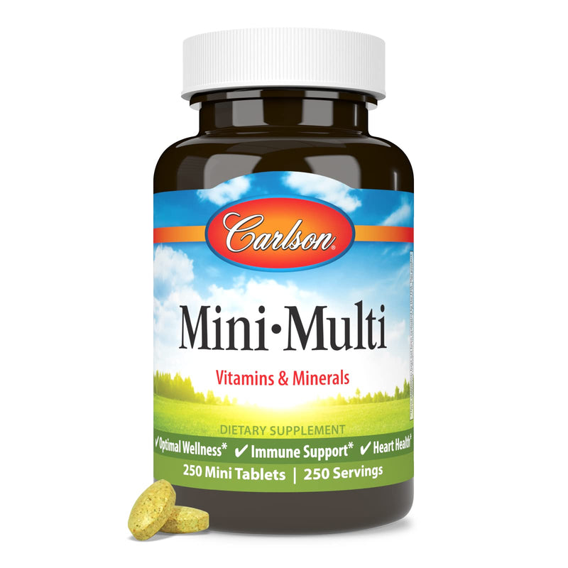 Carlson Mini-Multi, Small Multivitamin Tablets, 250 Mini Tablets | Vitamins & Minerals; Optimal Wellness; Mini Multivitamins; Multivitamin Mini Tabs; Easy to Swallow