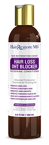 HAIR LOSS DHT BLOCKER Thickening CONDITIONER "Lavender & Geranium" Biotin Hair Growth, Caffeine, Hair Loss Thinning and Fine Hair, Regrowth Thickening Products