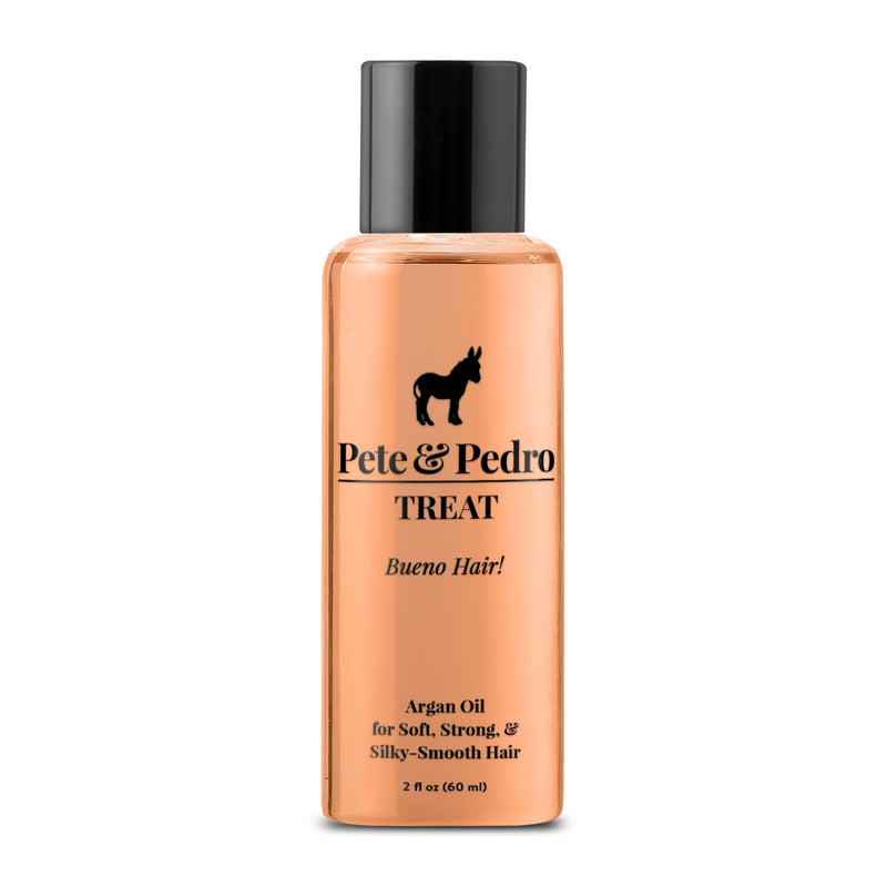 Pete & Pedro TREAT - Argan Oil Moisturizing Hair Treatment | Keeps Hair Soft, Strong, Frizz-Free, Silky, & Shiny | Helps Dry & Damaged Hair, Skin, Nails, & Cuticles | As Seen on Shark Tank, 2 oz. a) Treat Argan Oil - BeesActive Australia