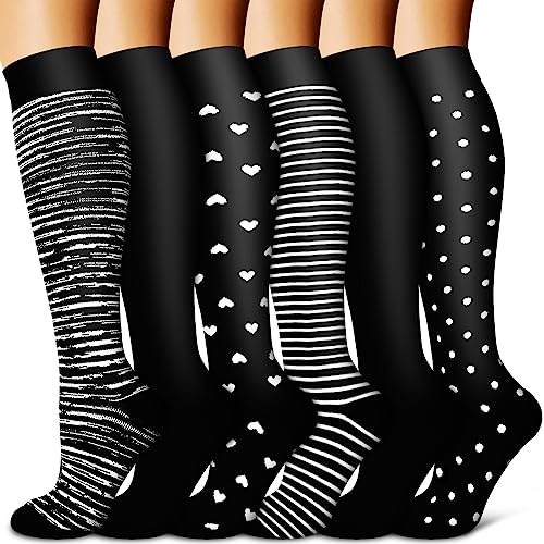Copper Compression Socks for Women & Men (6 pairs) - Best Support for Nurses, Running, Hiking, Recovery Large-X-Large 02 Black