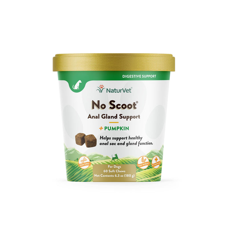 NaturVet - No Scoot for Dogs - 60 Soft Chews - Plus Pumpkin - Supports Healthy Anal Gland & Bowel Function - Enhanced with Beet Pulp & Psyllium Husk - BeesActive Australia