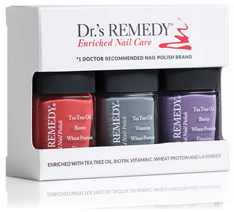 Dr’s Remedy 3 Pack Nail Polish Kit, 3 Pack, All Natural Enriched Nail Strengthener Non Toxic and Organic - Happy Healthy Harvest Trio - ALTRUISTIC Auburn/AMITY Amethyst/STABILITY Steel - BeesActive Australia