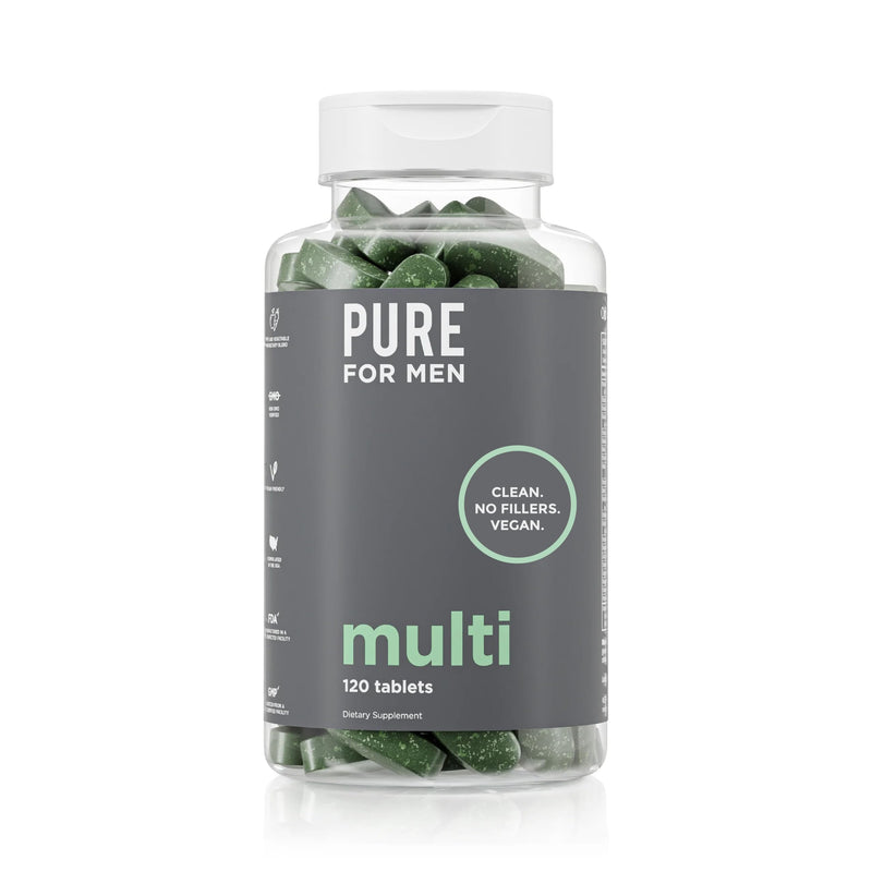 Pure for Men Multivitamin Supplement for Men, Energy & Mood (120 Tablets) | Vitamins A, B, C, D, Magnesium & Calcium, 42 Fruit & Vegetable Blend, Energy, Mood, Strong Bones, Antioxidants & Immune