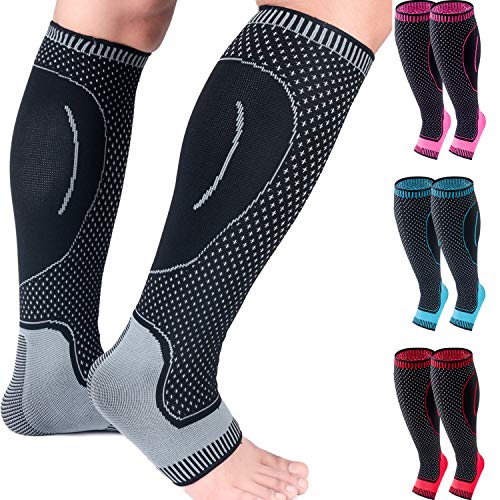 Compression Socks Calf Foot Sleeves for Ankle Heel Plantar Fasciitis Support Increase Blood Circulation Relieve Arch Pain Shin Splints Reduce Swelling Grey X-Large