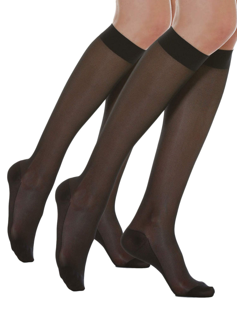 RELAXSAN Basic 750 - light support knee high socks 10-15 mmHg, 100% Made in Italy Large Black [Set 2 Pairs] - BeesActive Australia