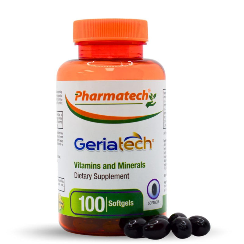 Senior multivitamins, Vitamins and Minerals Supplement, Women and Men Over 60, with Vitamin B12, Easy to Swallow, 100 softgels, by Pharmatech®