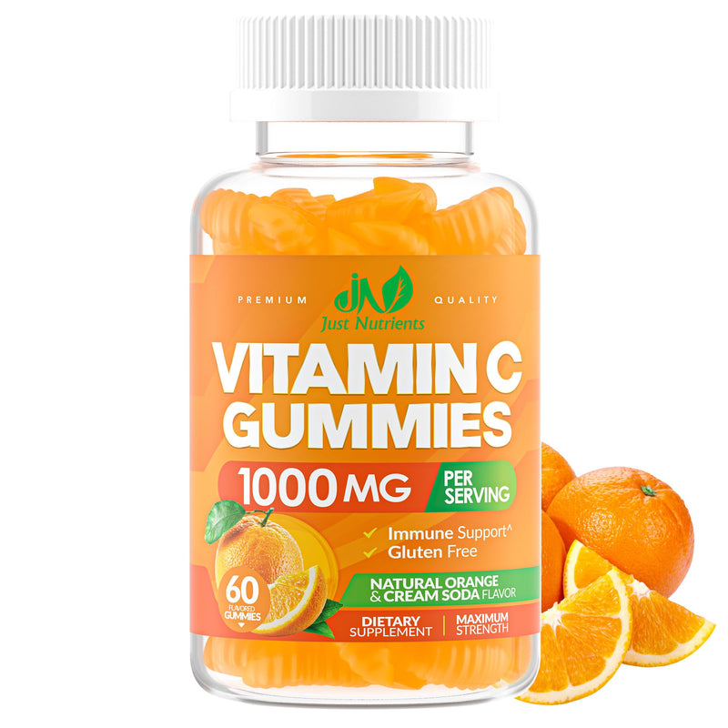 Vitamin C 1000mg Gummies for Adults & Kids – Multivitamin with Zinc & Herbal Extracts for Immune & Collagen Support for Skin – Orange Flavor – Gluten Free, Non-GMO, Vegetarian – 60 Gummies 60 Count (Pack of 1) - BeesActive Australia