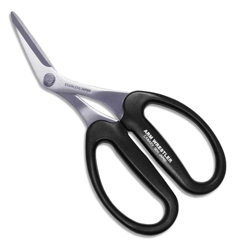CANARY All Purpose Industrial Scissors with Cover 6.5" [Curved Angled Blade], Made in JAPAN, Heavy Duty Razor Sharp Japanese Stainless Steel Blade, Black Industrial (Angled) - BeesActive Australia