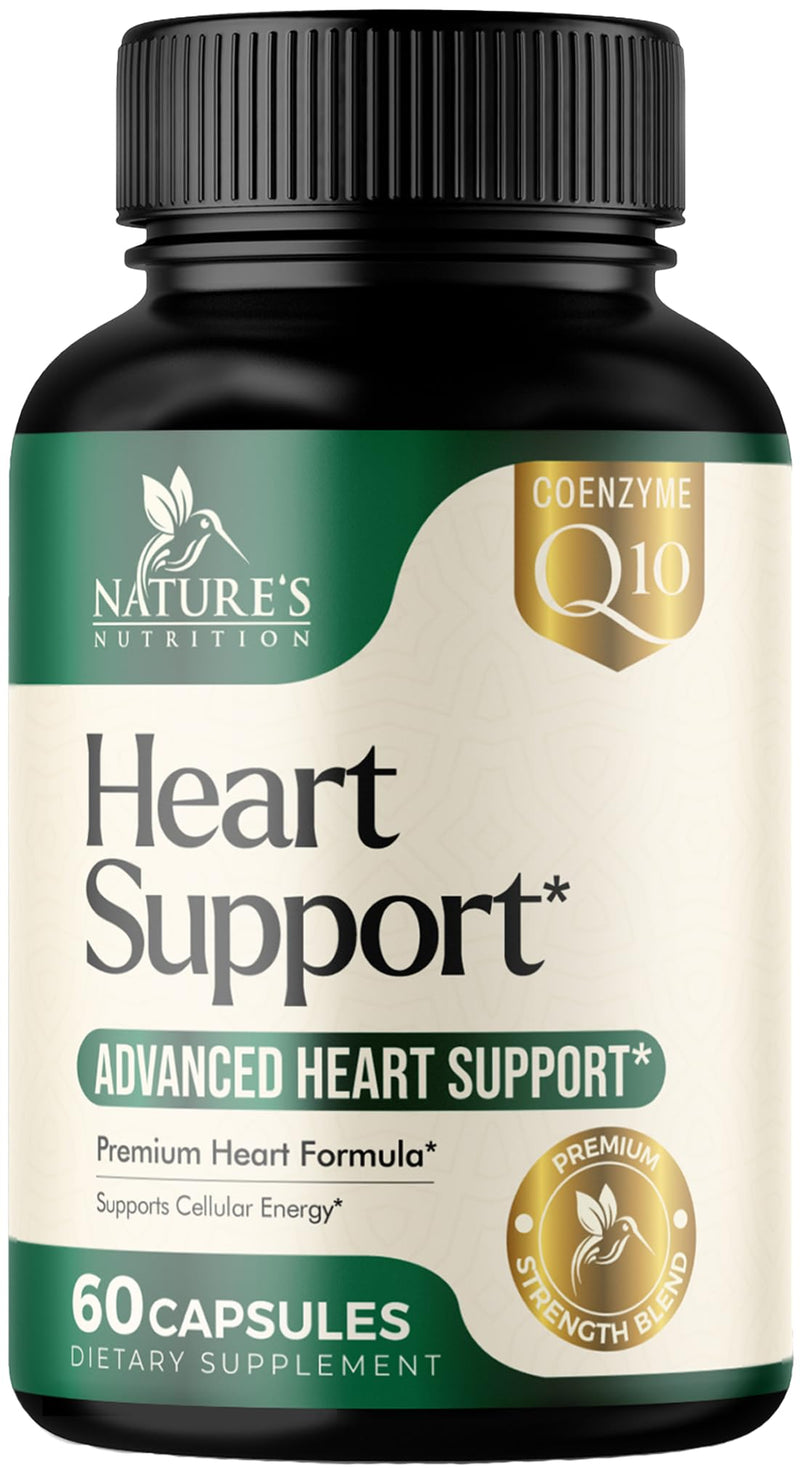 Heart Health Supplement – Complete Heart Support Formula for Women & Men - with CoQ10, B Vitamins, L-Arginine, Hawthorn, Resveratrol - Natural Nitric Oxide Energy Production - Made USA – 60 Capsules 60 Count (Pack of 1)
