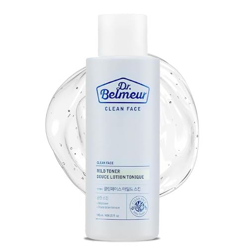 Dr. Belmeur Clean Face Mild Toner (4.9fl oz) - Soothing & Refreshing for Sensitive Skin. Korean Skin Care. Panthenol, Mint, Sage, Phytosphingosine.