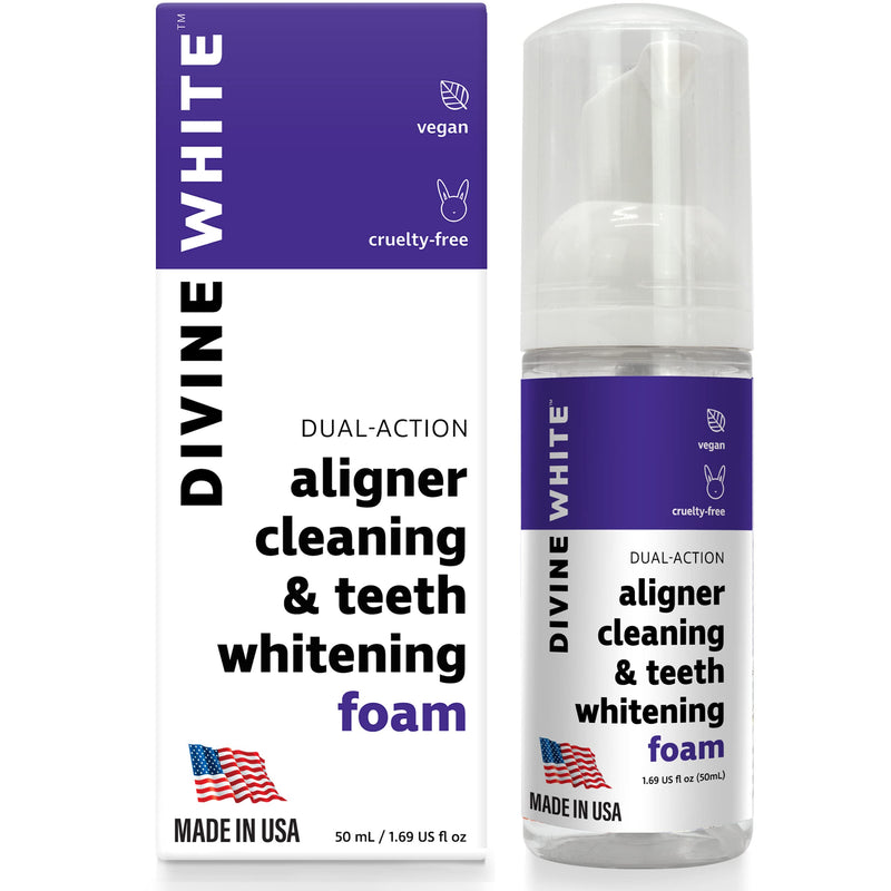 Dual-Action Stain Removal Aligner/retainer Cleaner and Teeth Whitening Foam- Hydrogen Peroxide-Good for Invisalign, ClearCorrect, SmileDirectClub, Candid -Oral Care-Toothpaste Replacement 1.69 Fl Oz (Pack of 1) - BeesActive Australia