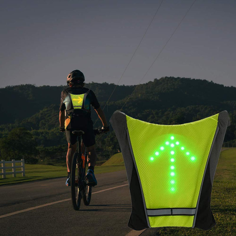 LED Turn Signal Safety Vest with Direction Indicator, USB Charging & Adjustable Bike Pack Accessory Guiding Light for Night Running Walking Cycling Gear - LED Glowing Reflective Backpack 48 LED