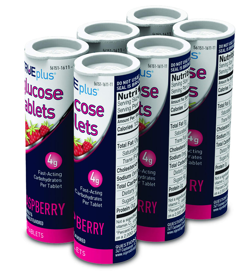 TRUEplus Glucose Tablets, Raspberry Flavor - 6X 10ct Tubes - BeesActive Australia