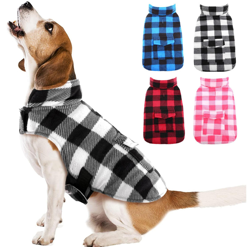 Kuoser Dog Winter Coat, Windproof Dog Fleece Jacket British Style Plaid Cold Weather Dog Vest Coats, Reversible Cozy Warm Dog Clothes Pet Apparel for Large Size Dogs L White - BeesActive Australia