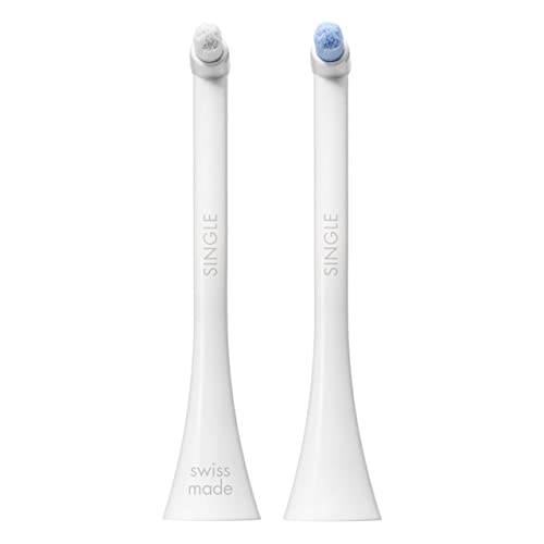 Curaprox Hydrosonic Brush Heads Single Duo – for Precision Cleaning of Braces, Implants & Gum Line | Sonic Toothbrush Replacement Heads, 2-Pack | Swiss Made Black/Black