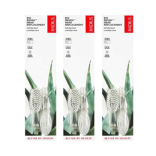 RADIUS Toothbrush Replaceable Brush Heads 2-Count Improve Gum Health & Reduce Gum Issues - Soft Big Head - Pack of 3 1 Count (Pack of 3)