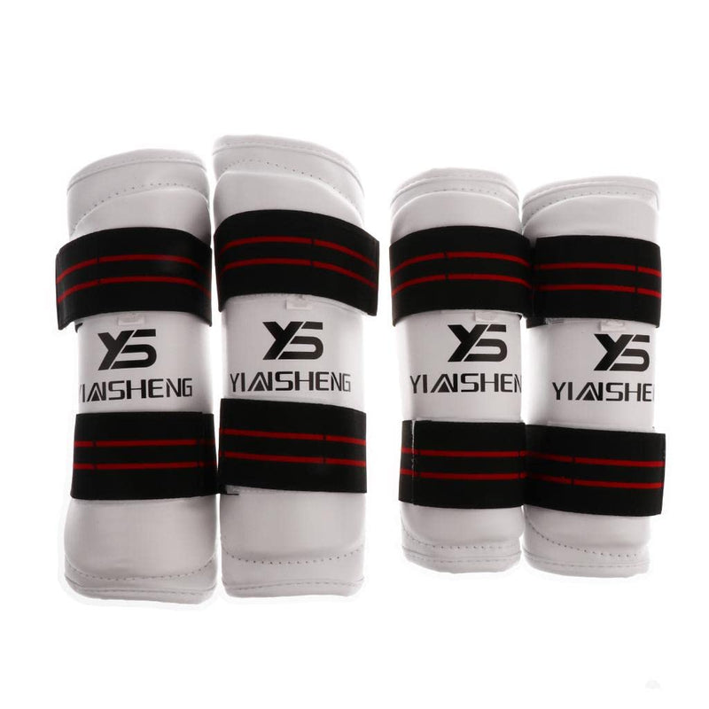 Taekwondo Shin Guard/Leg Protector + Arm Guard/Elbow Protector Set White Small