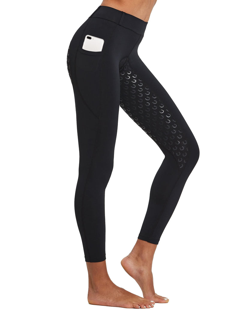 FitsT4 Women's Full Seat Riding Tights Active Silicon Grip Horse Riding Tights Equestrian Breeches Black X-Large - BeesActive Australia