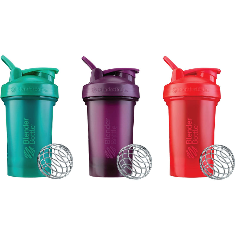 BlenderBottle Classic V2 Shaker Bottle Perfect for Protein Shakes and Pre Workout, 20-Ounce (3-Pack) Red, Green, and Plum Red, Green, Plum - BeesActive Australia