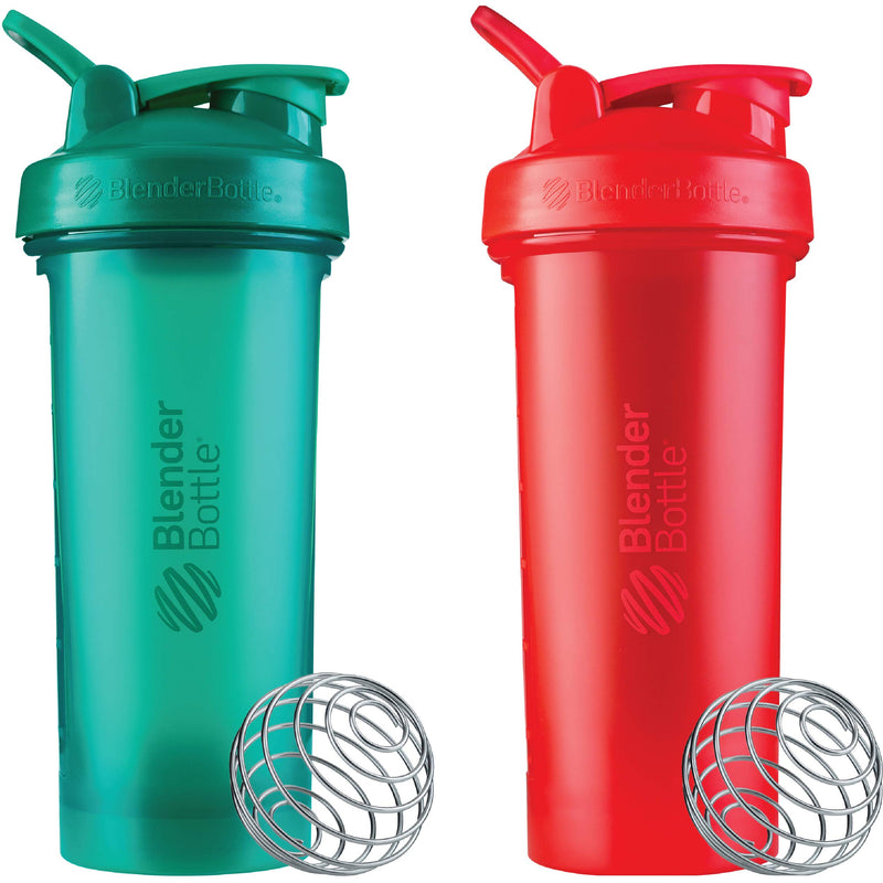 BlenderBottle Classic V2 Shaker Bottle Perfect for Protein Shakes and Pre Workout, 28-Ounce (2 Pack), Red, Green - BeesActive Australia