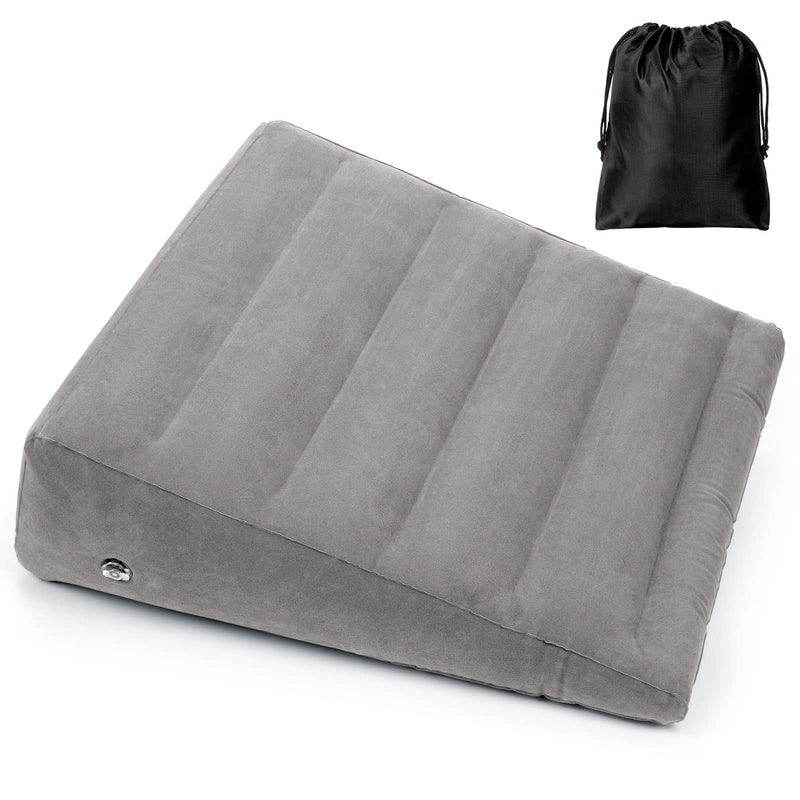 Inflatable Wedge Pillow for Sleeping, Portable Travel Wedge Pillow for Sitting in Bed, Inflatable Wedge Pillows for Travel, Blow Up Wedge Pillow Under Knee Pillow Light Grey - BeesActive Australia
