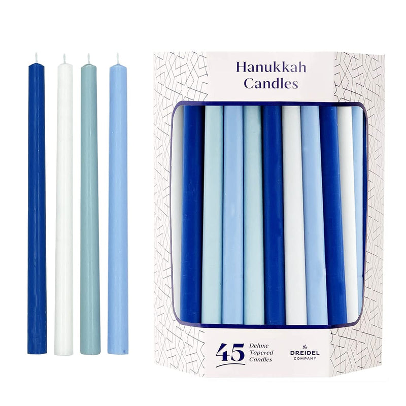 Deluxe Tapered Hanukkah Menorah Candles for All 8 Nights of Chanukah (Pastel Blue/White) Pastel Blue/White - BeesActive Australia