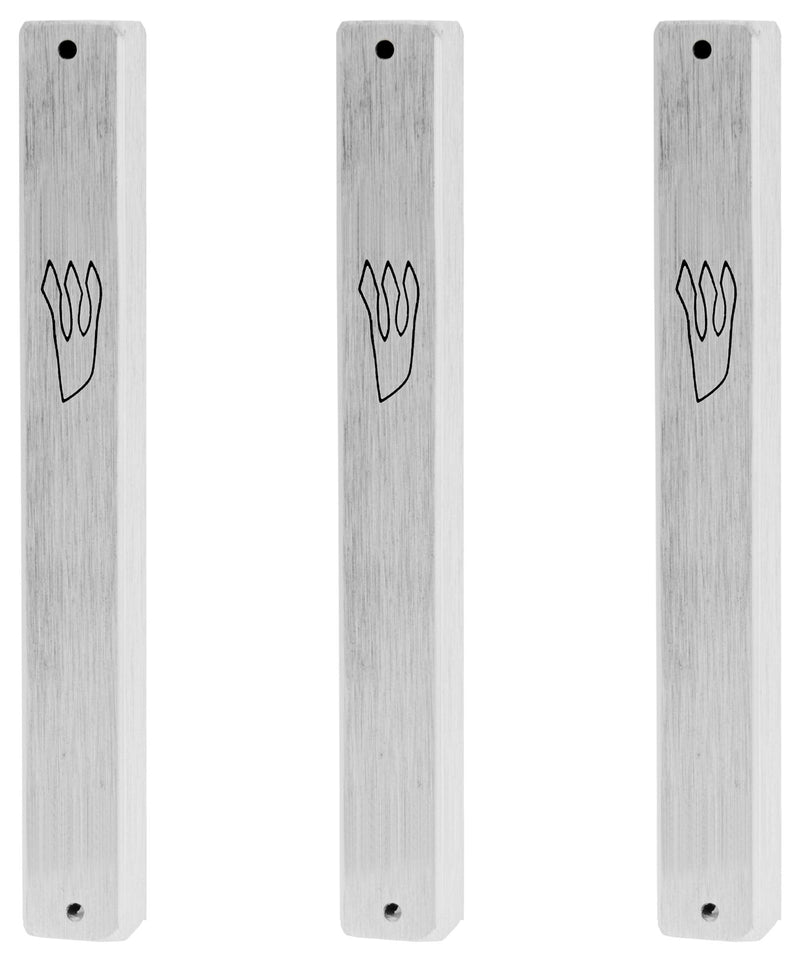 HolYudaica 3-Pack - Classic Aluminum Mezuzah Case for Mezuzah Scroll (with Nail), Easy Peel and Stick, (Scroll Not Included) - Weather Proof - Door Mezuzah Made In Israel (Silver, 4.7inch) Silver - BeesActive Australia