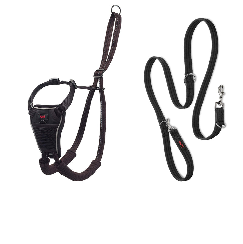 HALTI No Pull Harness Size Medium & HALTI Training Leash Size Large, Black Combination Pack - Stop Your Dog Pulling on The Leash. Adjustable, Lightweight and Easy to Use. Suitable for Medium Dogs - BeesActive Australia