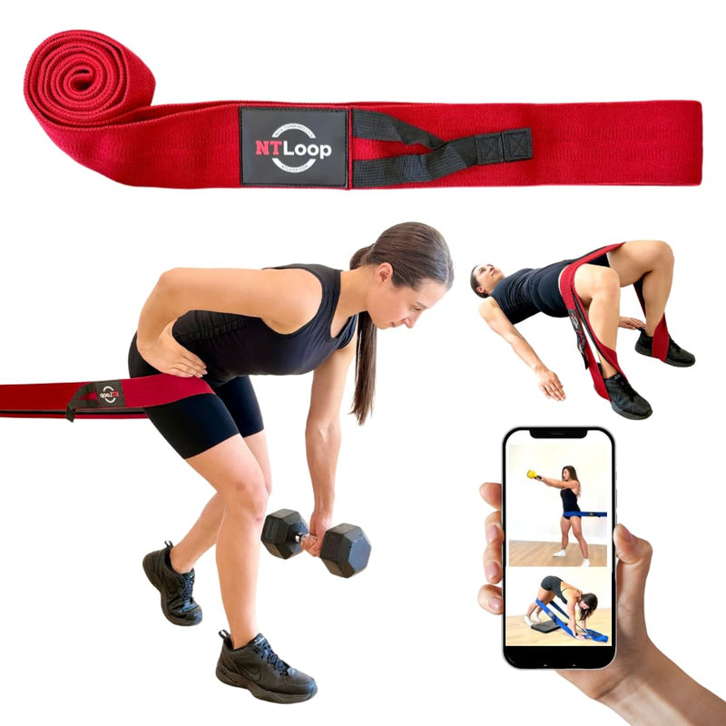 Long Fabric Resistance Band with Door Anchor - Full Body Resistance Band for Working Out and Physical Therapy - Medium Strength Exercise Band - BeesActive Australia