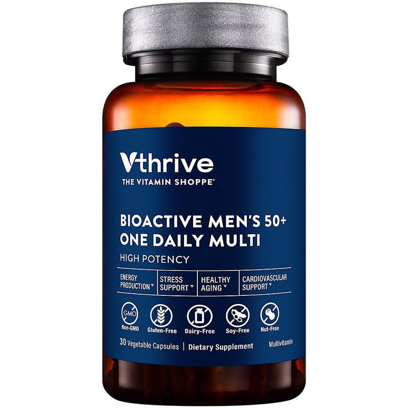 Vthrive BioActive Men 50+ One Daily Multivitamin, 30 Capsules | Men’s Multivitamin With Essential Vitamins and Minerals, Supports Daily Health and Wellness, Gluten Free, Vegetarian Capsules