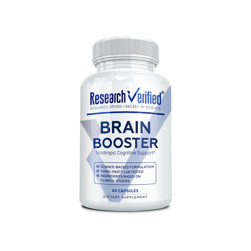 Research Verified Brain Booster - Brain Supplement for Memory and Focus, Nootropic Supplement for Cognitive Support - 60 Vegan Capsules - 1 Month Supply | Brain Health Supplement, Nootropic, Brain Fog, Cognitive Support for Professionals, Students, Gam...