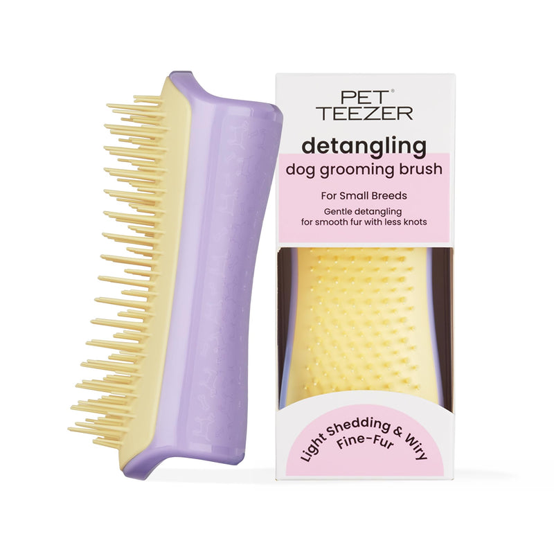Pet Teezer by Tangle Teezer Detangling Dog Grooming Brush, Dry Brush & Dog Bath Brush for Wet or Dry Fur & Light Shedding Breeds, Small, Lilac/Yellow Lilac & Yellow Small Detangling - BeesActive Australia