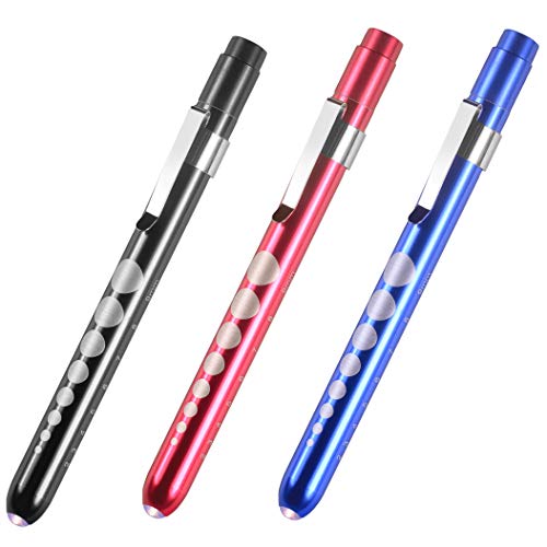 Primacare DL-9326 LED Medical Pen Lights for Nurses, Pupil Gauge, 3 Pack