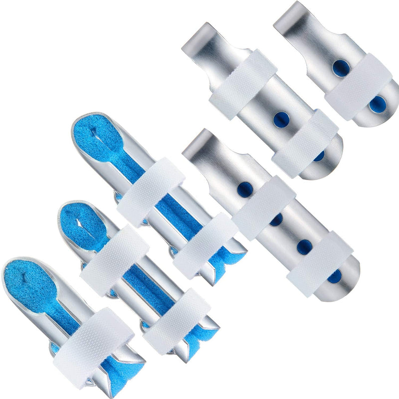 BBTO 6 Pieces Finger Splints Metal Finger Support Finger Stabilizer for Adults and Children Finger Knuckle Joint Fixation, 3 Sizes (Blue)