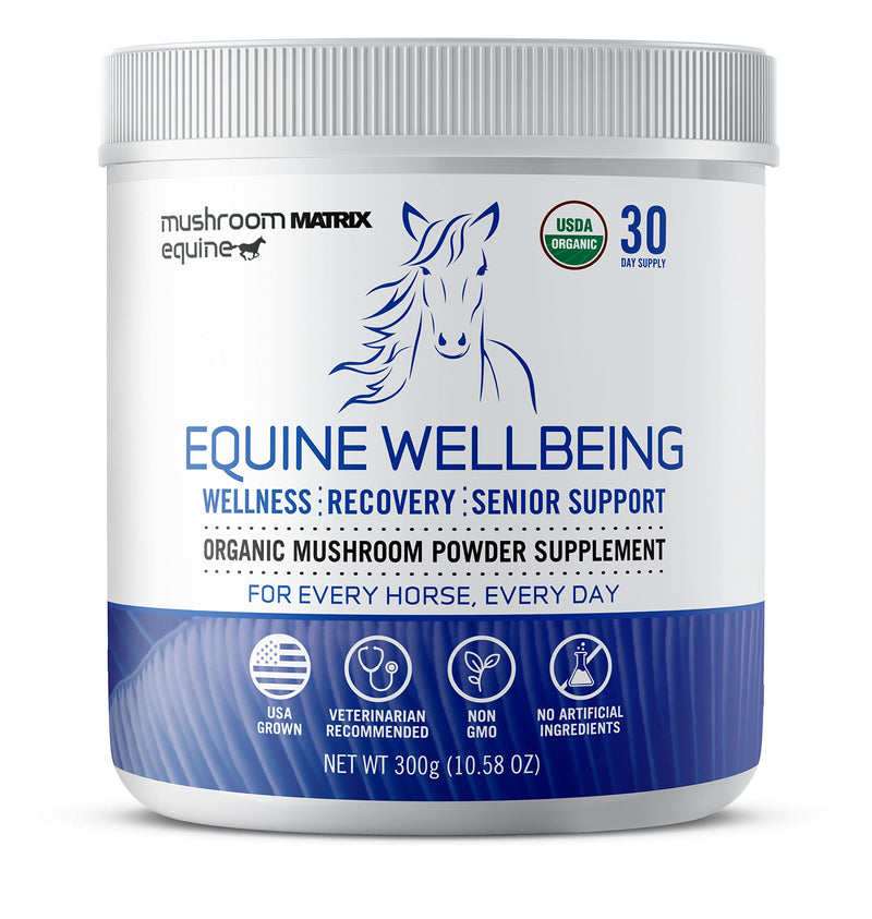 Om Mushroom Matrix - Equine | Wellbeing | USA Grown Human-Grade Organic Mushroom Powder Show Safe Horse Supplement | Wellness, Recovery, & Senior Support | 300 Grams, 10.5 oz - PawsPlanet Australia