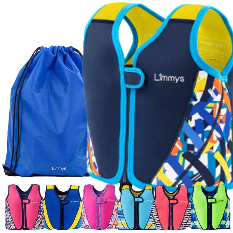 Limmys Swim Vest for Toddlers & Kids - Adjustable Buoyancy Swimming Aid, CE Safety Certified, Award-Winning Parent-Approved Design, Soft Neoprene Comfort, Secure Durable Design, Carry Bag Included Large Navy Blue - BeesActive Australia
