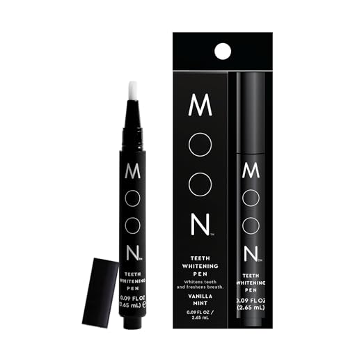 MOON Teeth Whitening Pen, Vanilla Mint, 0.09 Fl Oz, Gentle on Teeth, Whitens with Antioxidants & Essential Oils, Vegan Whitening Gel in an Easy Applicator