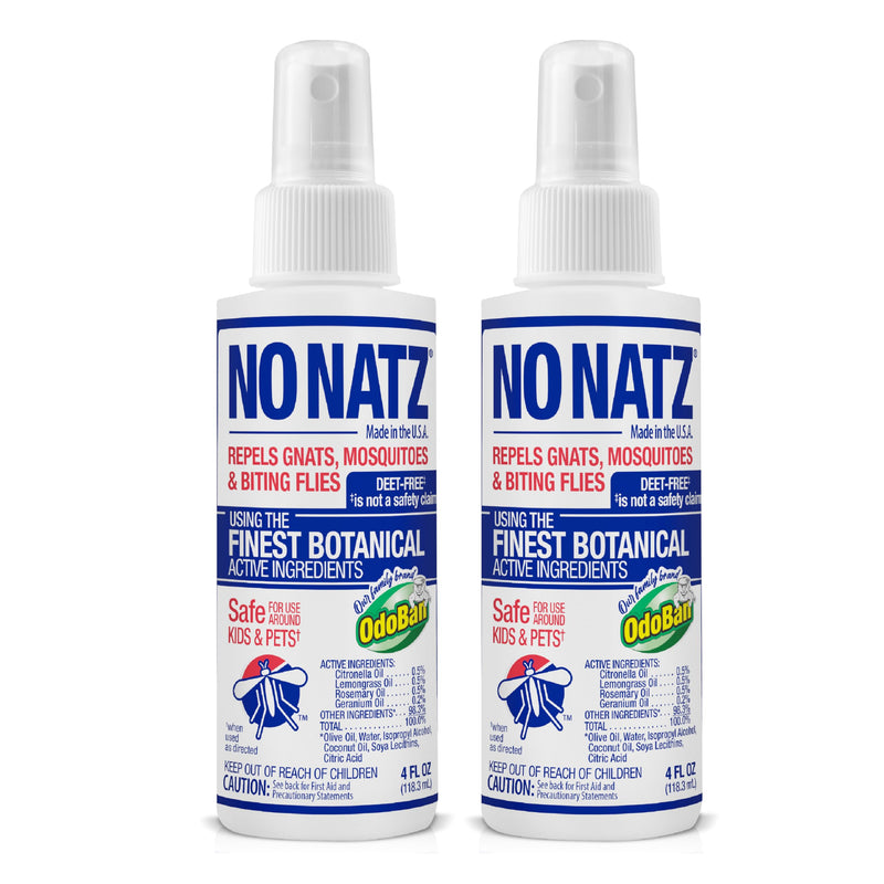 No Natz Botanical Insect Repellent, DEET-Free, Made with Natural Essential Oils, Non-Greasy Formula, Made in The USA, Fresh Scent, 4 Ounce Spray Bottle, 2-Pack 4 Fl Oz (Pack of 2)