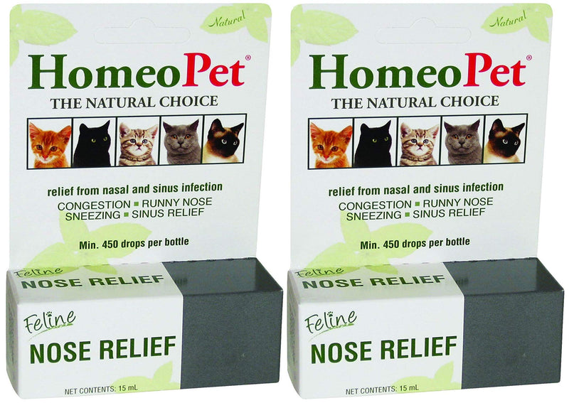 HomeoPet 2 Pack of Feline Nose Relief 15 Milliliters Each Homeopathic Remedy for Cats Congestion Runny Nose Sneezing and Sinus Infection - BeesActive Australia