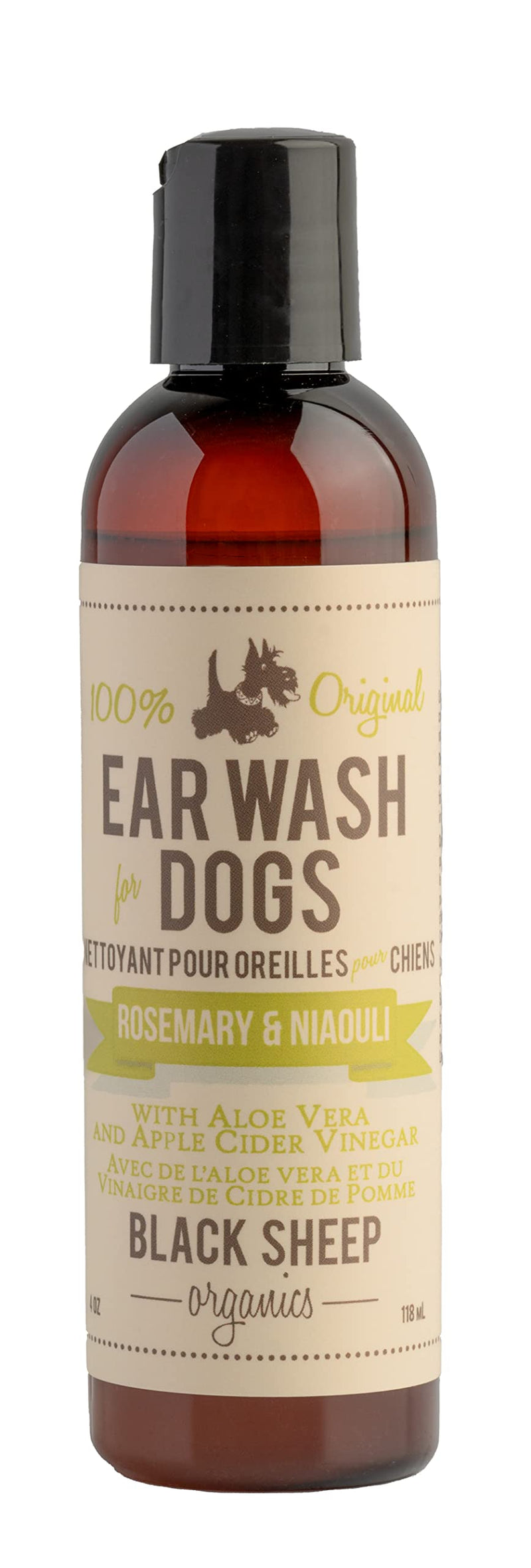 Natural Dog Ear Cleaner Solution - Dog Itchy Ears Treatment - Eliminates Odor & Waxy Buildup - Gentle Dog Ear Wash Formula - Made in Canda by Black Sheep Organics (4 fl oz) - PawsPlanet Australia