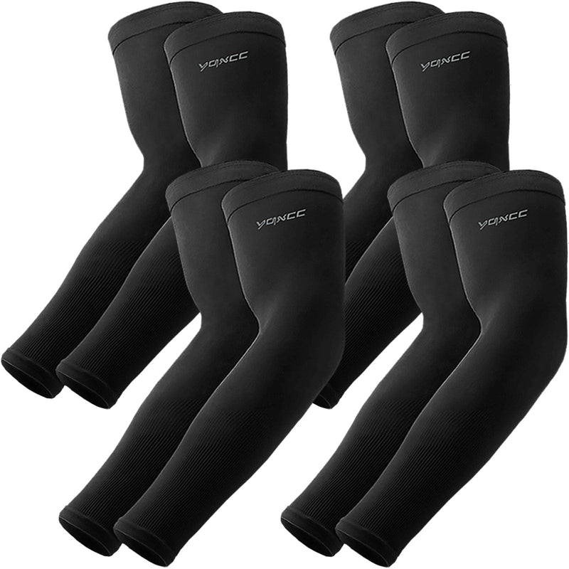 YQXCC 4 Pairs UV Sun Protection Arm Sleeves - Tattoo Cover Up - UPF 50 Sports Compression Cooling Sleeve for Men & Women 4 Pairs Black - BeesActive Australia