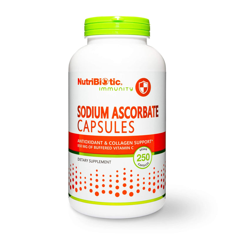 NutriBiotic - Sodium Ascorbate Buffered Vitamin C Capsules, 250 Ct | Vegan, Non-Acidic & Easier on Digestion Than Ascorbic Acid | Essential Immune Support & Antioxidant Supplement | Gluten & GMO Free Unflavored 250 Count (Pack of 1)