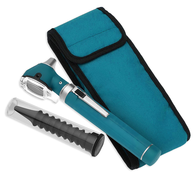 SURGICAL ONLINE Fiber Optic Mini Otoscope Rainbow Many Colors - Pocket Otoscope with Case ENT Diagnostic Set w/Extra Bulb Included (Teal) - BeesActive Australia