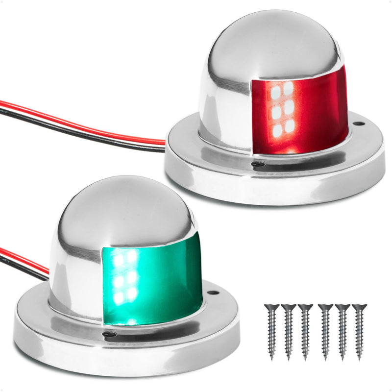 Five Oceans Boat Navigation Lights - LED Bow Light, Navigation Lights for Boats LED Red and Green, Boat Lights Navigation Horizontal Mount Sidelight, 12V, USCG Rules 2NM - FO4431-C1 Sidelights