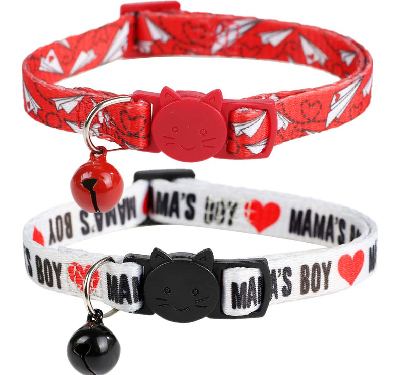 BoomBone 2 Pack Valentines Day Cat Collar Breakaway,Safety Adjustable Collars with Bell for Kitten - BeesActive Australia